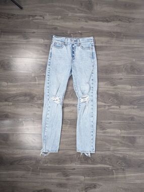 Levi's Wedgie Straight Jeans Distressed Deconstructed Size 25